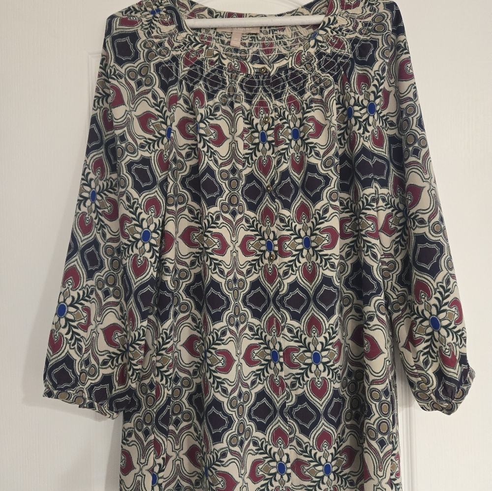 Banana Republic Red and Blue 3/4 Sleeve Boxy Tunic